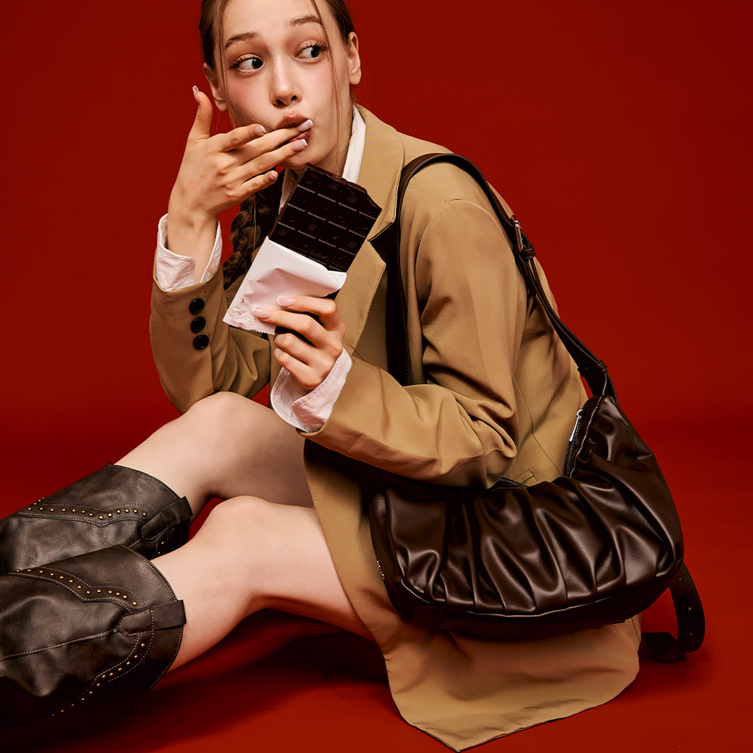 Chara | Leather Croissant Sling Bag