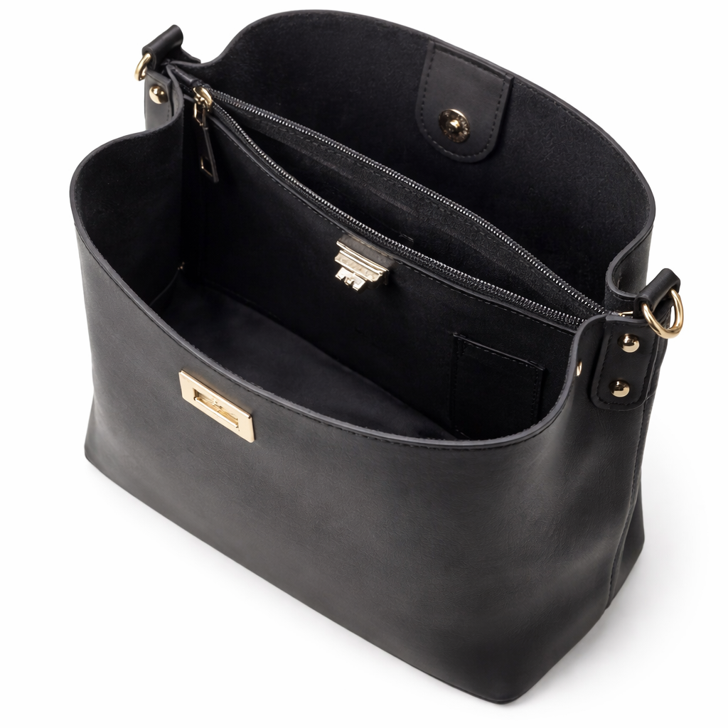 Quennie | Black Bucket Bag